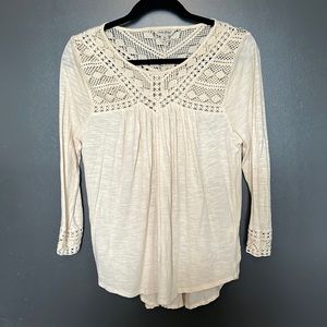 Cream lucky 3/4 length top